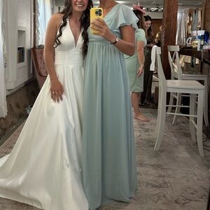 Birdy Grey Hannah Empire Dress Chiffon Sage Women's Medium Green Wedding